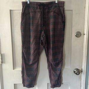 Anthropologie Purple and Blue Checked Harem Pants (L)